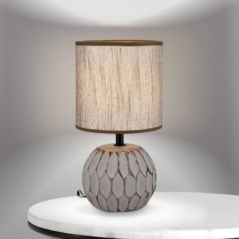 Tischlampe Pinia, braun, Höhe 27,5 cm, Keramik/Leinen von Orion