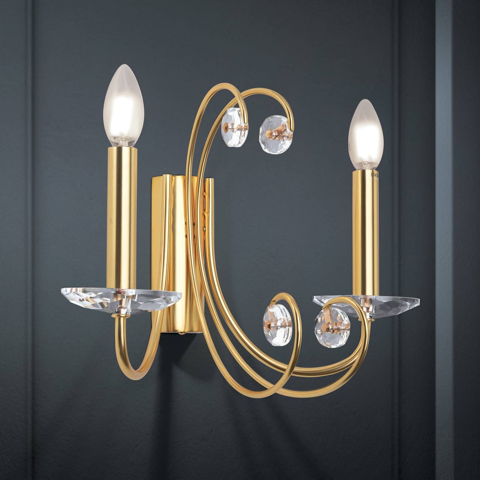 Wandlampe Ariane, goldfarben, Breite 37,5 cm, Kristall Wandlampe Ariane, goldfarben, Breite 37,5 cm, Kristall von Orion