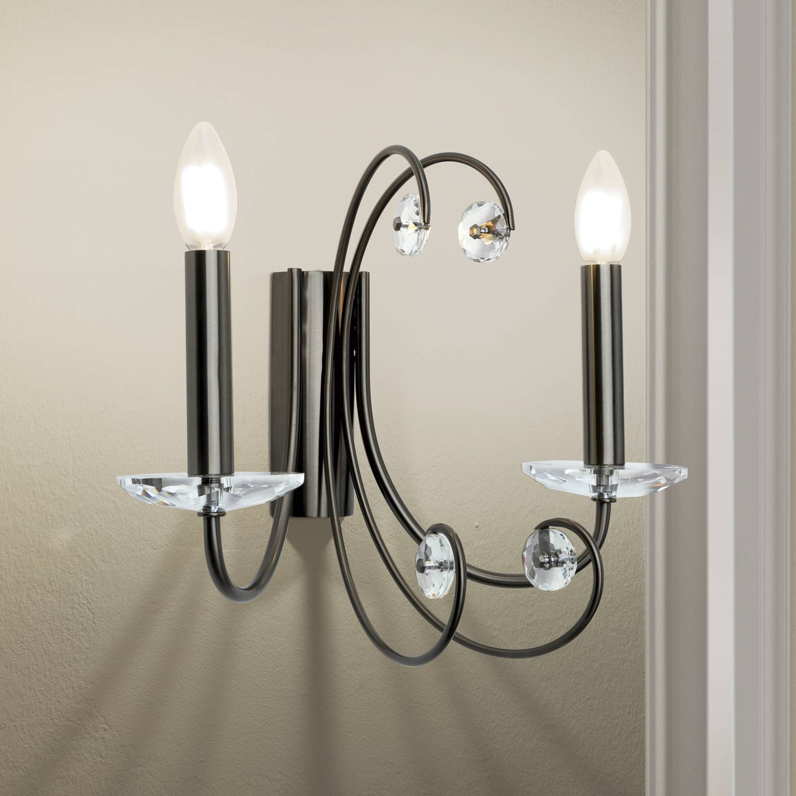Wandlampe Ariane, nickelfarben, Breite 37,5 cm, Kristall Wandlampe Ariane, nickelfarben, Breite 37,5 cm, Kristall von Orion