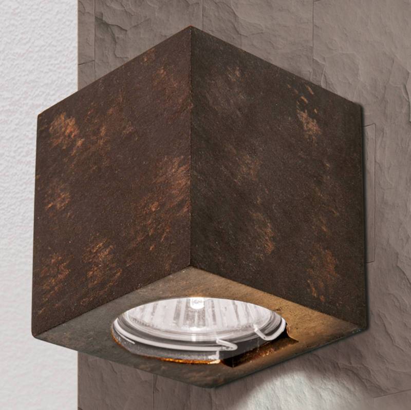 Wandleuchte Cube, rostbraun, Höhe 7,5 cm, Keramik von Orion