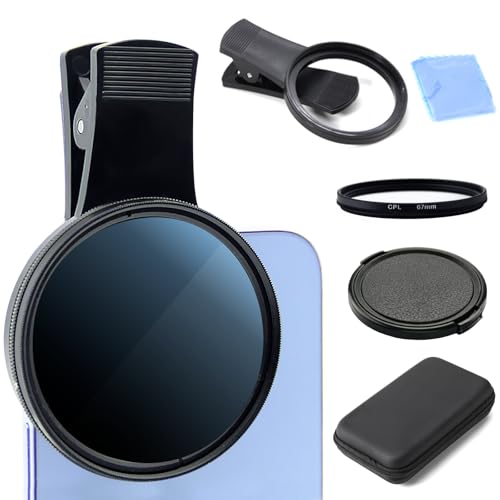 67mm CPL Polarisationsfilter Handy CPL Filter Kompatibel mit iPhone 16 Pro Max 15 14 13, Clip-On HD Cirkular Polfilter Objektivfilter für Smartphones mit Tragetasche und Objektiv-Reinigungstuch von Orizizhic