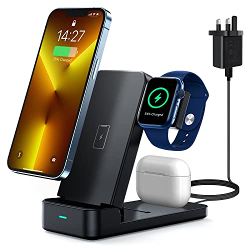 Ladestation Apple iWatch und iPhone Wireless Charger 3 in 1 mit Adapter,Apple ladestation Compatible with iPhone 14/13/12/11 Pro Max/XS/XR/X/8/8 Plus+iWatch+AirPods Pro,Samsung Galaxy von Orshinal