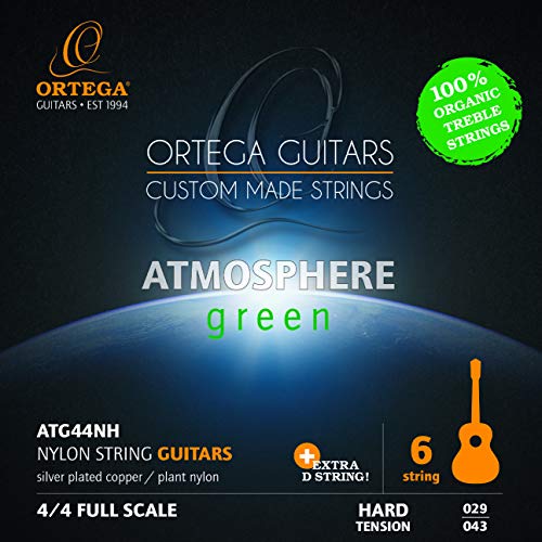 ORTEGA Atmosphere Green Series Gitarrensaiten Organic Nylon Treble - Hard + Extra D Saite (ATG44NH) von Ortega Guitars