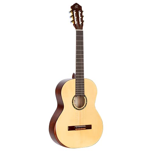 Ortega Guitars 4/4 Konzert Gitarre – Mit Armrest – Student Series Pro – Massive Engelmann Fichte, Katalpa, Natur (R55DLX) von Ortega Guitars