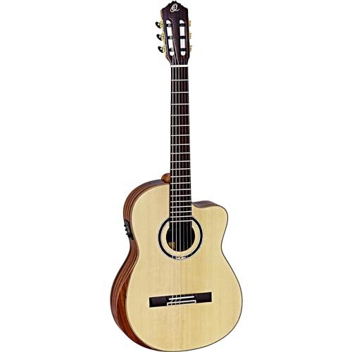 Ortega Guitars Konzert Gitarre Elektro-Akustisch – Slim Neck – The Private Room Series – Inklusive Gig Bag – Massive Fichte, Ebenholz, Natur (STRIPEDSU.C/E) von Ortega Guitars