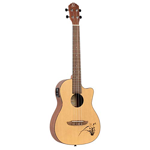 Ortega Guitars Bariton Ukulele Elektro-Akustisch – Bonfire Series – mit Cutaway – Fichte, Sapele, Natur (RU5CE-BA) von Ortega Guitars