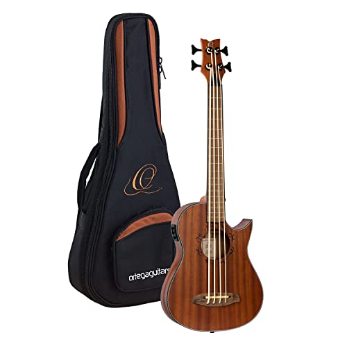 Ortega Guitars Bass Ukulele elektro-akustisch - bundlos - Lizard Series - inklusive Gigbag - massives Mahagoni (LIZZY-PRO) von Ortega Guitars