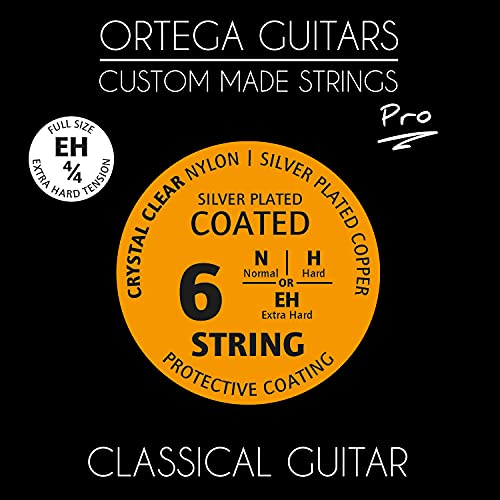 Ortega Guitars Custom Made Strings - Pro - 4/4 Konzertgitarre - Crystal Nylon beschichtet (NYP44EH) von Ortega Guitars