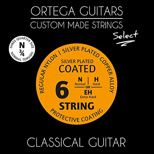 Ortega Guitars Custom Made Strings - Select - 3/4 Konzertgitarre - Regular Nylon beschichtet (NYS34N) von Ortega Guitars