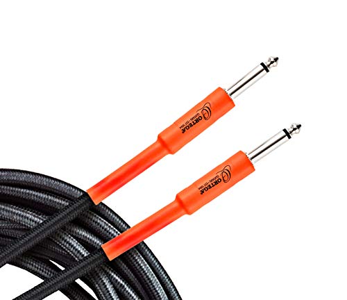 Ortega Guitars Economy Series Cable - Instrumentenkabel - Länge 6 m - Gerade und Gerade - Mantel aus Nylon, Schwarz und Orange (OECIS-20) von Ortega Guitars