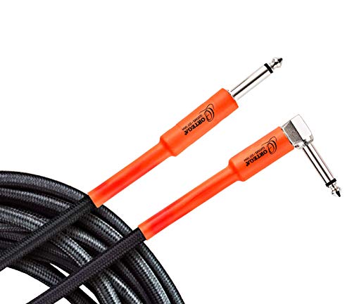 Ortega Guitars Economy Series Cable - Instrumentenkabel - Länge 9 m - Gewinkelt und Gerade - Mantel aus Nylon, Schwarz und Orange (OECI-30) von Ortega Guitars