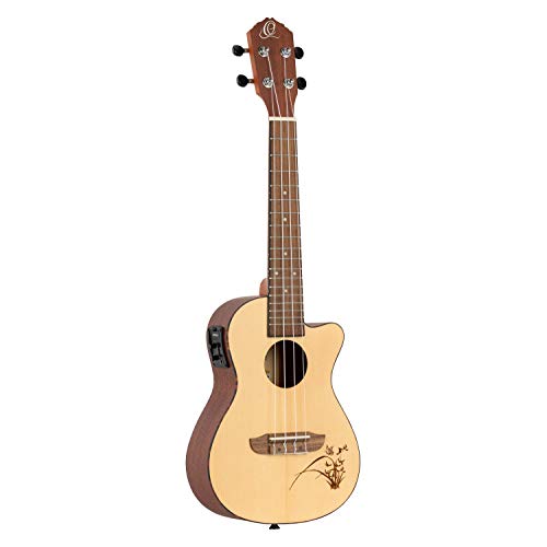 Ortega Guitars Konzert Ukulele Elektro-Akustisch – Bonfire Series – mit Cutaway – Fichte, Sapele, Natur (RU5CE) von Ortega Guitars
