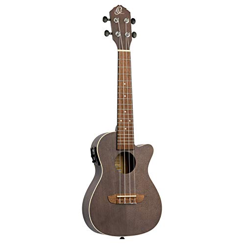 Ortega Guitars Konzert Ukulele Elektro-Akustisch – Earth Series – mit Cutaway – Okoume, Schwarz (RUCOAL-CE) von Ortega Guitars