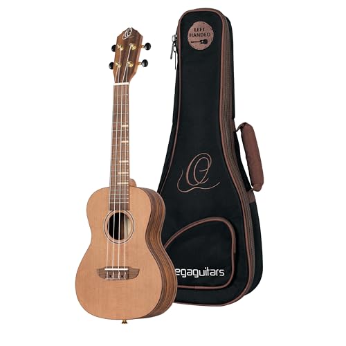 Ortega Guitars Konzert Ukulele Linkshänder – Akustisch – Timber Series – Inklusive Gigbag – Zeder, Walnuss, Natur (RUTI-CC-L) von Ortega Guitars
