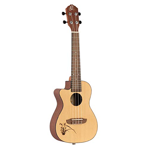 Ortega Guitars Konzert Ukulele Linkshänder – Elektro-Akustisch – Bonfire Series – Fichte, Sapele, Natur (RU5CE-L) von Ortega Guitars
