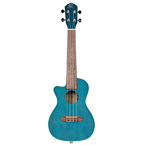 Ortega Guitars Konzert Ukulele Linkshänder – Elektro-Akustisch – Earth Series – mit Cutaway – Okoume, Dunkelblau (RUOCEAN-CE-L) von Ortega Guitars