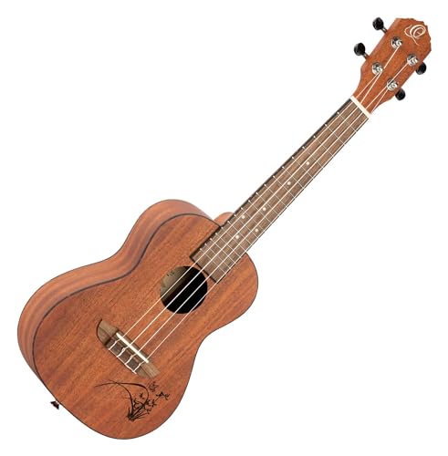 Ortega Guitars Konzert Ukulele akustisch - Bonfire Series - Sapeledecke mit lasergaviertem Motiv (RU5MM) von Ortega Guitars