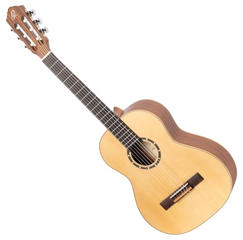 Ortega Guitars Konzert Gitarre Linkshänder – 3/4 – Family Series – Inklusive Gig Bag – Fichte, Mahagoni, Natur (R121L-3/4) von Ortega Guitars