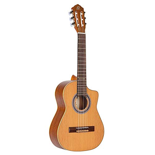 Ortega Guitars Requinto Konzert Gitarre – Deep Body – Requinto Series – Inklusive Gig Bag – Massive Engelmann Zeder, Sapele, Natur (RQ39) von Ortega Guitars