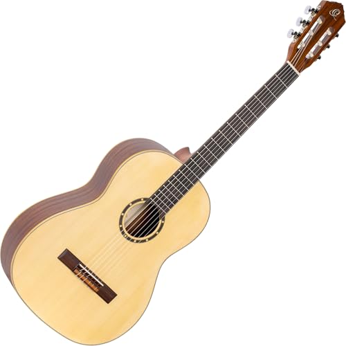 Ortega Guitars 4/4 Konzert Gitarre – Slim Neck – Family Series – Inklusive Gig Bag – Fichte, Mahagoni, Natur (R121SN) von Ortega Guitars