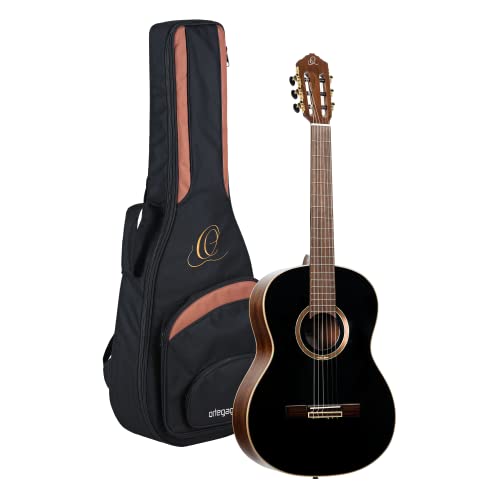 Ortega Guitars Slim Neck Konzertgitarre Performer Series 4/4 Gitarre mit Tonabnehmer, Schwarz Inklusive Gigbag (RE238SN-BKT) von Ortega Guitars