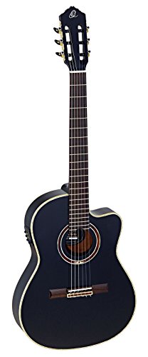 Ortega Guitars Konzert Gitarre Elektro-Akustisch – 4/4, Slim Neck, Thinline Body – Performer Series – Inklusive Gig Bag – Massive Sitka Fichte, Sapele, Schwarz (RCE138-T4BK) von Ortega Guitars