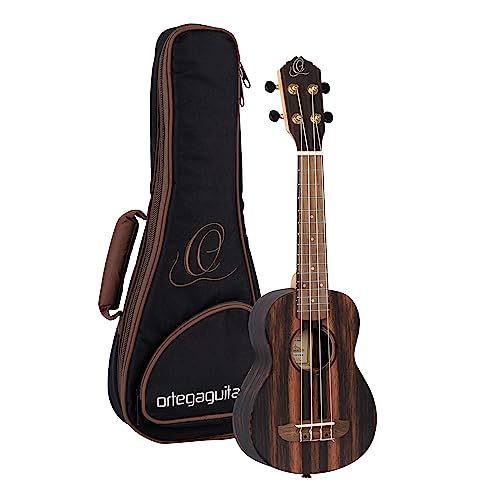 Ortega Guitars Sopran Ukulele Akustisch – Timber Series – Inklusive Gigbag – Ebenholz, Natur (RUEB-SO) von Ortega Guitars