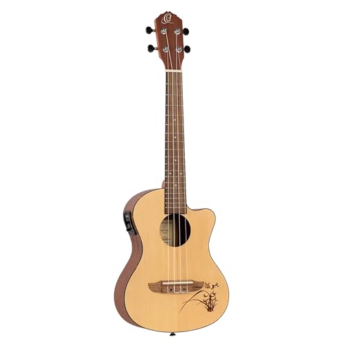 Ortega Guitars Tenor Ukulele elektro-akustisch - Bonfire Series - Fichtendecke mit lasergaviertem Motiv (RU5CE-TE) von Ortega Guitars