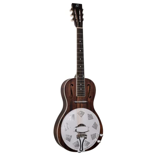 Ortega Guitars Vintage Resonator Gitarre – Americana Series – Elektro-akustisch mit Lipstick Pickup – Mahagoniholz mit Distressed Whiskey Burst Finish (RRG30E-WB) von Ortega Guitars