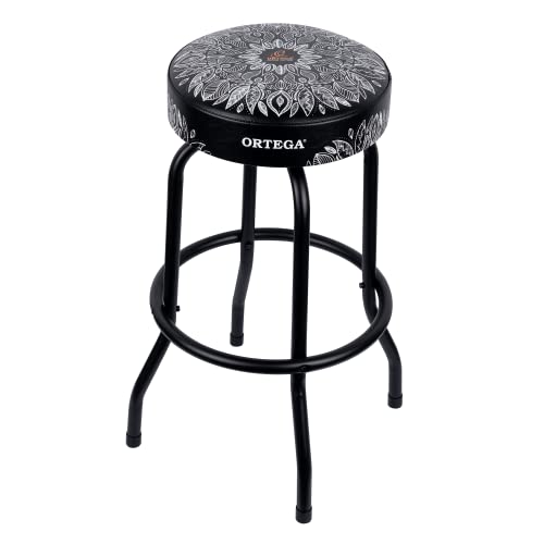 Ortega Guitars gepolsterter Stage Hocker – für Bühne, Bar, Studio, Showroom – 76 cm Höhe – White Kaleidoscope (OBS30-WHKC) von Ortega Guitars