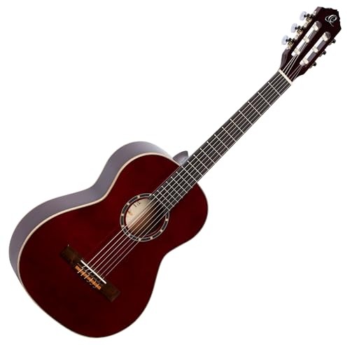 Ortega Guitars 3/4 Konzert Gitarre – Family Series – Inklusive Gig Bag – Fichte, Mahagoni, Rot (R121-3/4WR) von Ortega Guitars