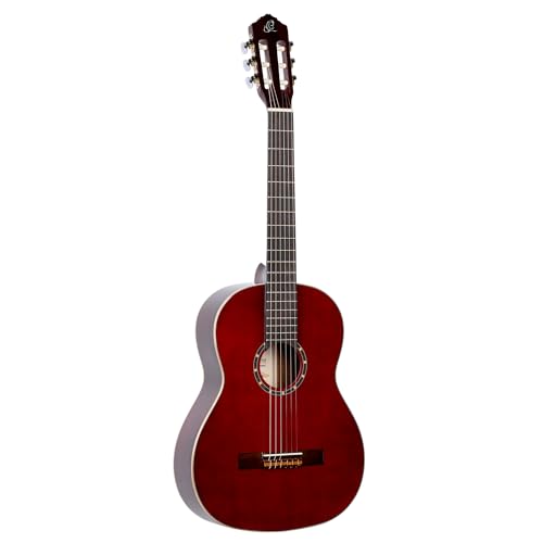 Ortega Guitars 4/4 Konzert Gitarre – Family Series – Inklusive Gig Bag – Fichte, Mahagoni, Rot (R121WR) von Ortega Guitars