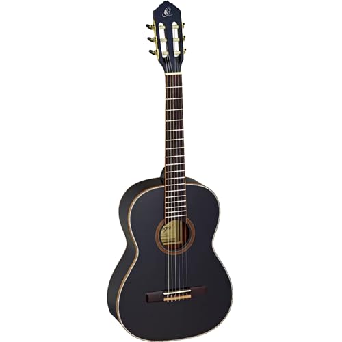 Ortega Guitars 7/8 Konzert Gitarre – Family Series – Inklusive Gig Bag – Fichte, Mahagoni, Schwarz (R221BK-7/8) von Ortega Guitars