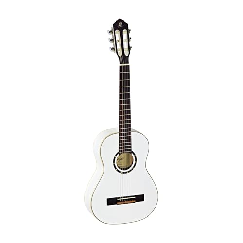 Ortega Guitars weiße Konzertgitarre 1/2-Größe - Family Series - inklusive Gigbag - Mahagoni / Fichtendecke (R121-1/2WH) von Ortega Guitars