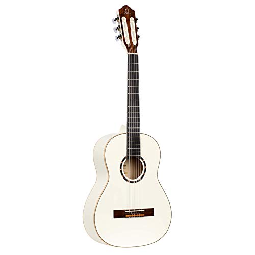 Ortega Guitars 3/4 Konzert Gitarre – Family Series – Inklusive Gig Bag – Fichte, Mahagoni, Weiß (R121-3/4WH) von Ortega Guitars