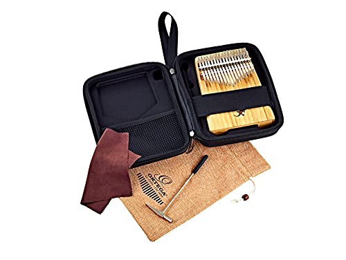 Ortega Kalimba Daumenklavier C-Dur akustisch - Lizard Series - 17 Schlüssel - Meditation, LoFi - inklusive Deluxe Etui, Stofftasche, Stimmhammer, Poliertuch (OKB2), Bambus von Ortega Guitars