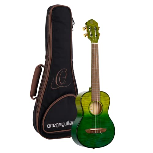 Ortega Prism Series Tenor Ukulele + DeLuxe Gigbag - geflammte Ahorn- Decke und Boden & Zargen/WalnussGriffbrett & Brücke/Ivy Fade von Ortega Guitars