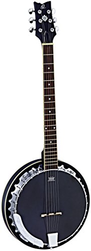 Ortega Raven Serie Banjo (6-Saiter, Pickup, Volume Regler, Luxus-Gigbag) schwarz, OBJE350/6-SBK von Ortega Guitars
