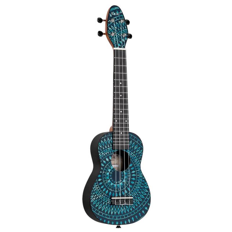 Ortega Keiki K2SS-BKC Soprano Size Ukulele Blue Kaleidoscope Soprano Ukulele Starter Pack von Ortega