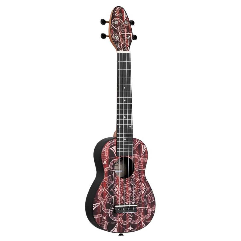Ortega Keiki K2SS-RKC Soprano Size Ukulele Red Kaleidoscope Soprano Ukulele Starter Pack von Ortega