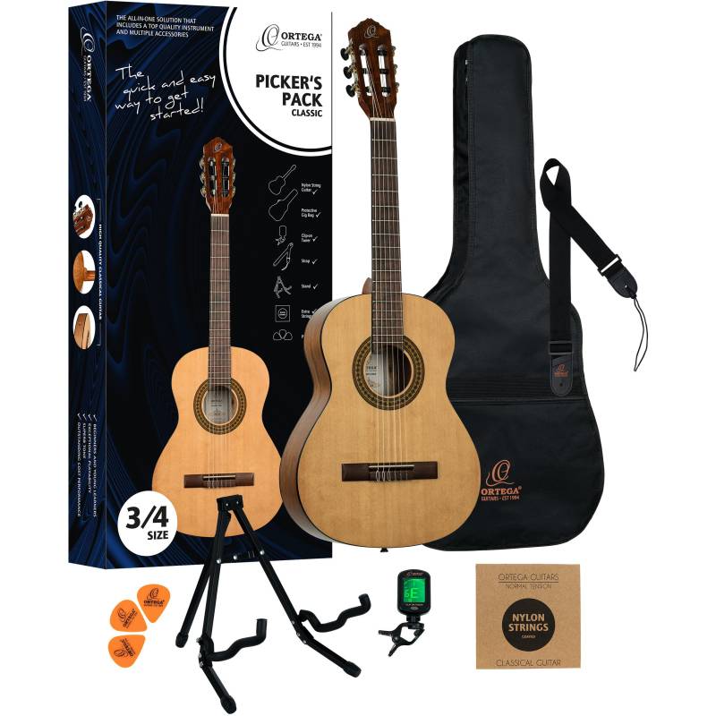 Ortega RPPC34 Guitar Picker's Pack 3/4 Classical Guitar Starter Pack von Ortega