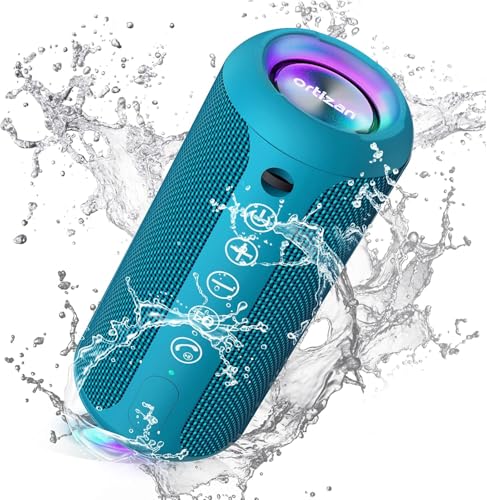 Ortizan Bluetooth Lautsprecher, Bleutooth Box mit LED-Licht, Tragbarer Mini Musikbox mit Freisprechfunktion, IPX7 Wasserschutz und 360° Surround Sound, Kabelloser Outdoor Lautsprecher mit AUX, TF Ortizan Bluetooth Lautsprecher, Bleutooth Box mit LED-Licht, Tragbarer Mini Musikbox mit Freisprechfunktion, IPX7 Wasserschutz und 360° Surround Sound, Kabelloser Outdoor Lautsprecher mit AUX, TF von Ortizan