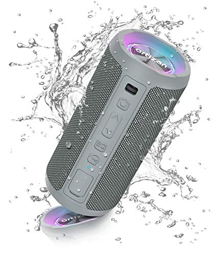 Ortizan Bluetooth Lautsprecher mit Licht, Musikbox Tragbarer Bluetooth Box mit IPX7 wasserdicht, Dualen Bass-Treibern, 30h Akku, Freisprechfunktion für Phone, Draußen von Ortizan
