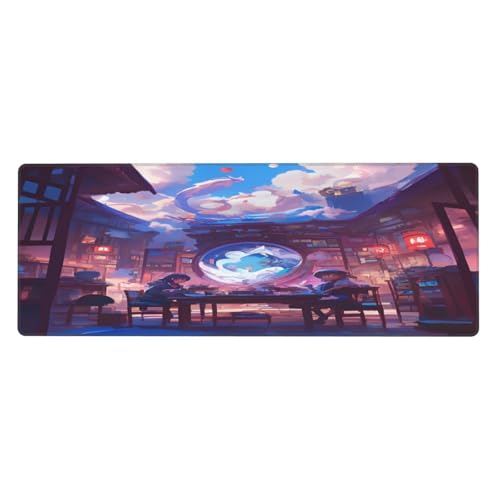 Ortydoxa Großes Mauspad mit Cartoon-Mädchen, 80 x 30 cm, Gaming-Mauspad, wasserdichte Tastatur und Mauspad, glatte Oberfläche, Schreibtischunterlage mit rutschfester Gummiunterseite für Büro und von Ortydoxa
