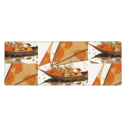Ortydoxa Großes Mauspad mit Segelboot, 80 x 30 cm, Gaming-Mauspad, wasserdichte Tastatur und Mauspad, glatte Oberfläche, Schreibtischunterlage mit rutschfester Gummiunterseite, für Büro und Zuhause von Ortydoxa