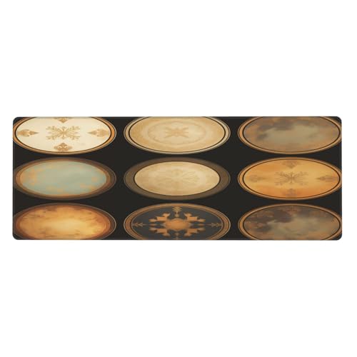 Ortydoxa Großes Mauspad mit neun kreisförmigen Symbolen, für 80 x 30 cm, Gaming-Mauspad, wasserdichte Tastatur und Mauspad, glatte Oberfläche, Schreibtischunterlage mit rutschfester Gummiunterseite von Ortydoxa
