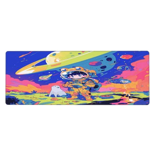 Ortydoxa Katon Planet Girl Spacesuit Großes Mauspad für 80 x 30 cm Gaming-Mauspad, wasserdichte Tastatur und Mauspad, glatte Oberfläche, Schreibtischunterlage mit rutschfester Gummiunterseite, für von Ortydoxa