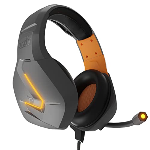 Gaming Headset für PC PS5, Playstation PS4, Xbox Series X | S, Xbox ONE, Nintendo Switch, Laptop & Google Stadia Stereo-Sound with mit Geräuschunterdrückung Microphone -Hornet RXH-20 Vesuvius Auflage von Orzly