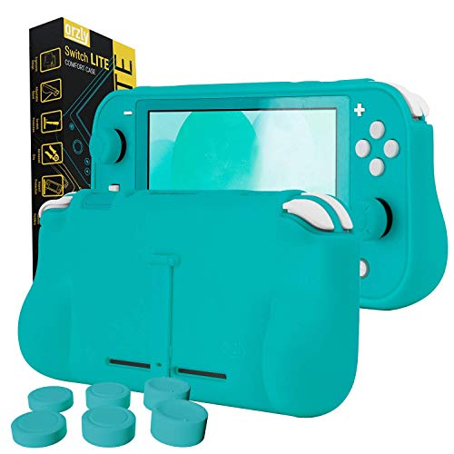 Orzly Grip Case für Switch Lite - Schutzhülle für den Einsatz auf der Nintendo Switch Lite im Handheld Gamepad-Modus mit Komfort gepolsterten Handgriffen, mit Kickstand & Thumbgrips - Türkis Blau von Orzly