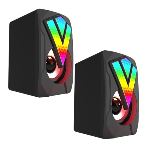 Osdhezcn RGB-Lautsprecher, 3,5 mm, Stereo-Surround-Musik für Computer, PC, Lautsprecher, USB-Kabel-Lautsprecher von Osdhezcn
